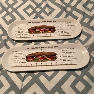 RARE FIND Vintage Pair of Foot-Long Sub Sandwich Plates